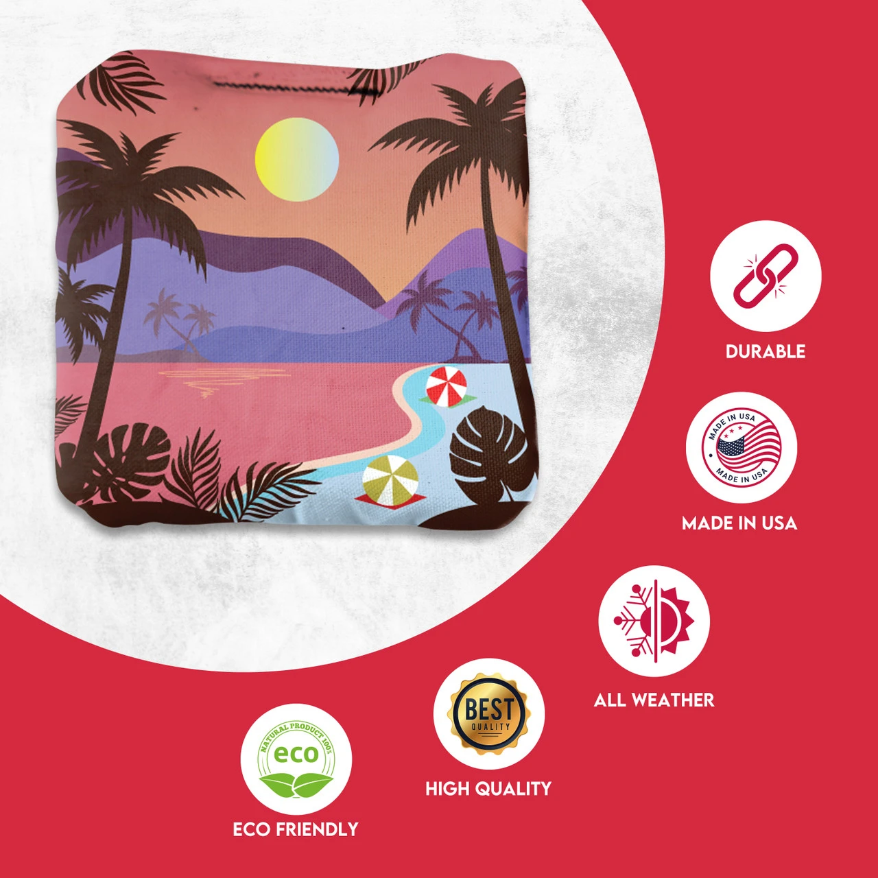 Green Purple Beach Professional Cornhole Bags - Set Of 8 - Image 2