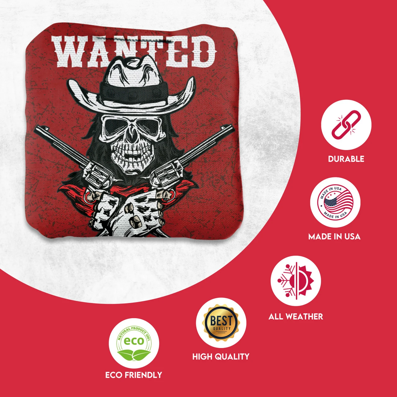 Wanted Skull Professional Cornhole Bags - Set Of 8 - Image 2