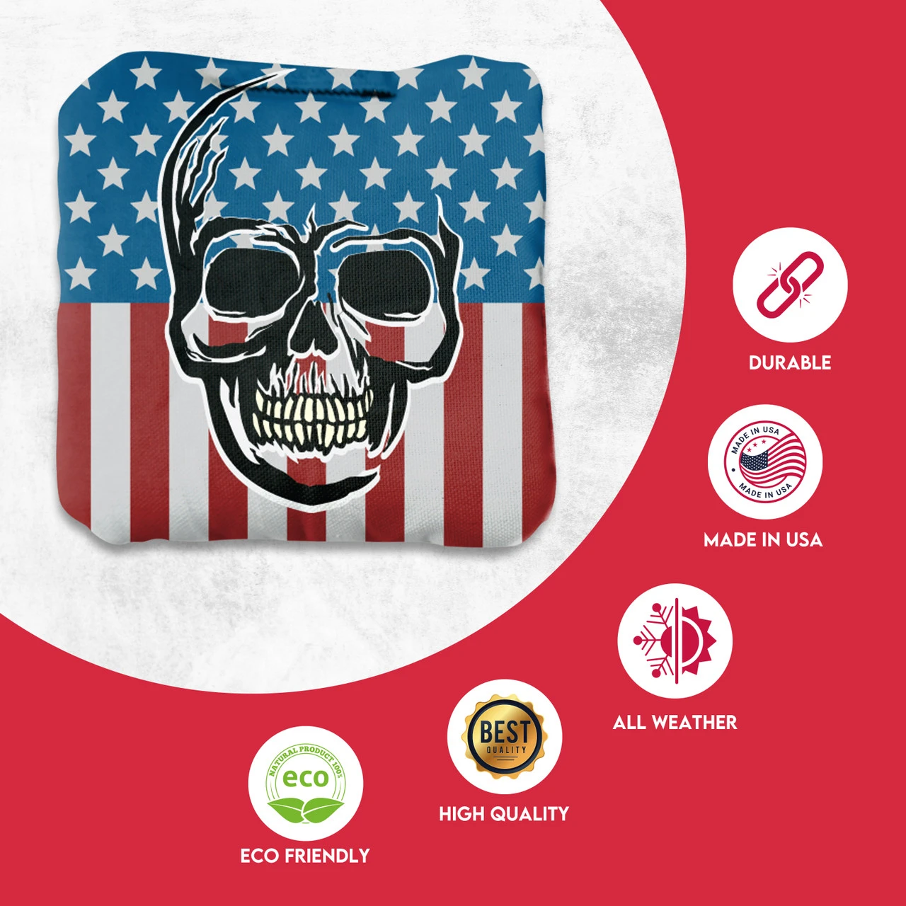 Skull Over Flag Professional Cornhole Bags - Set Of 8 - Image 2