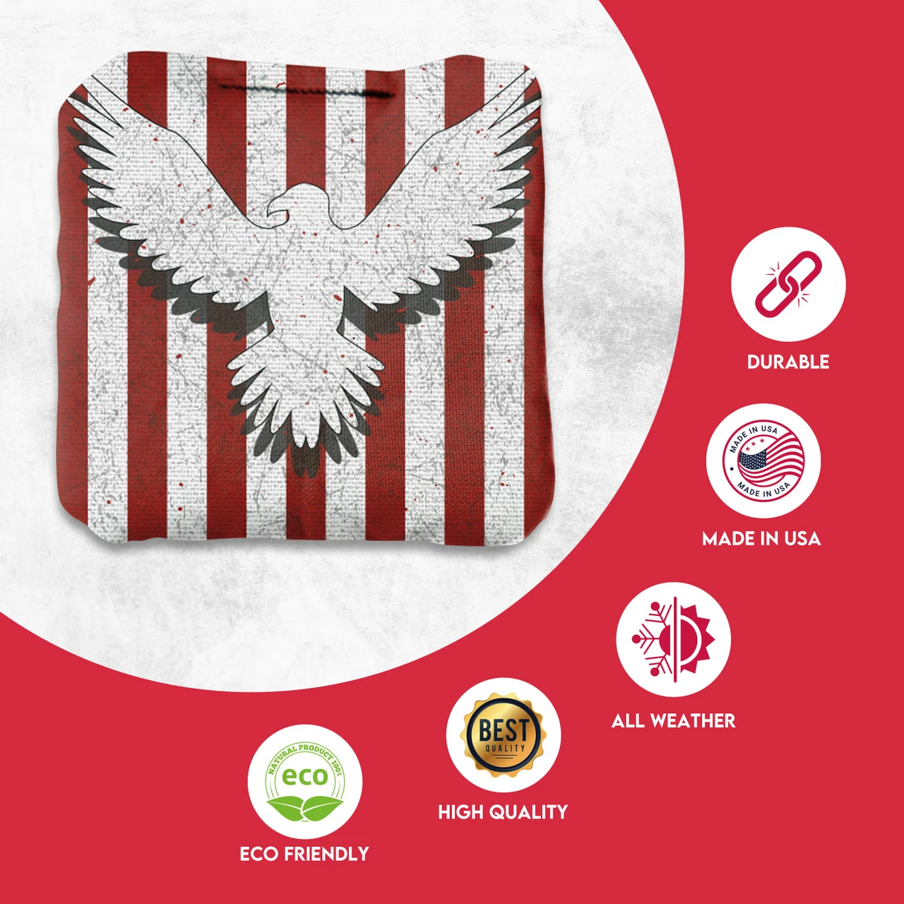 Bird Flag White Professional Cornhole Bags - Set Of 8 - Image 2