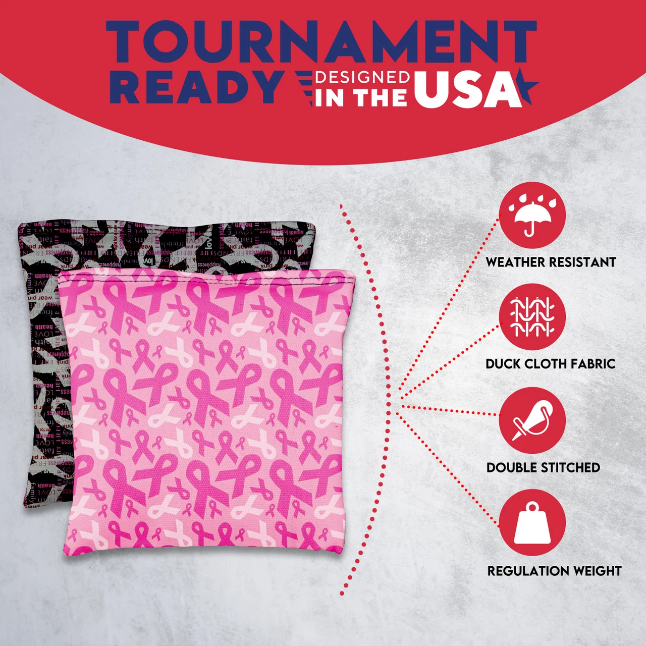 Breast Cancer Tournament Cornhole Bags - Set Of 8 - Image 5