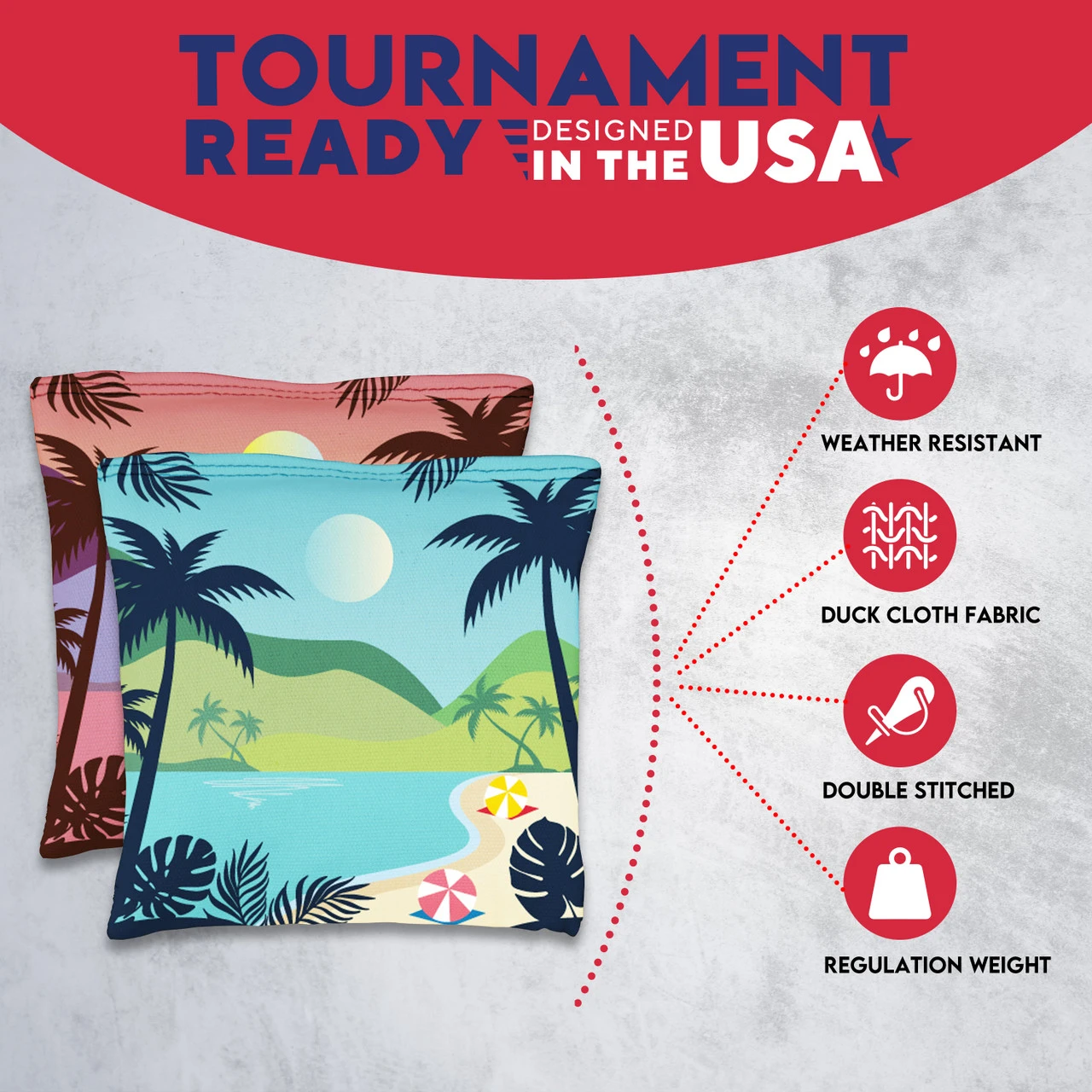 Green Purple Beach Tournament Cornhole Bags - Set Of 8 - Image 5