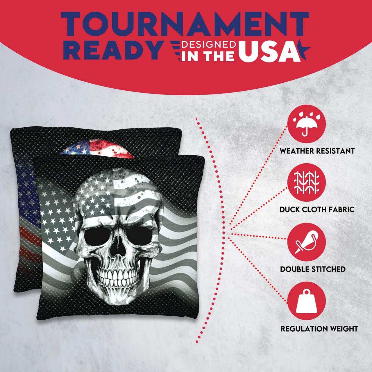 Flag Skull Tournament Cornhole Bags - Set Of 8 - Image 5