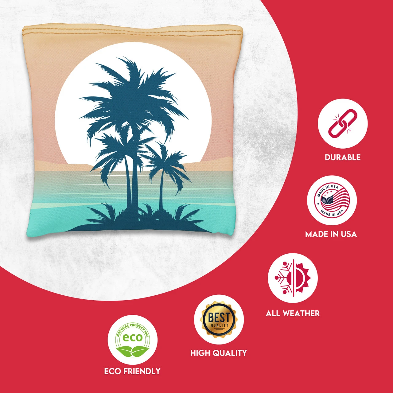 Palm Trees Sun Behind Tournament Cornhole Bags - Set Of 8 - Image 2
