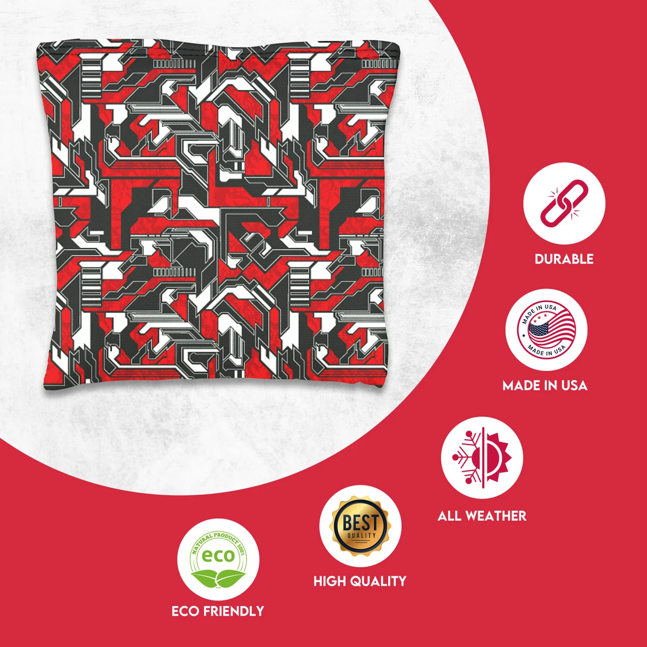 Blue Red Tech Fusion Tournament Cornhole Bags - Set Of 8 - Image 2