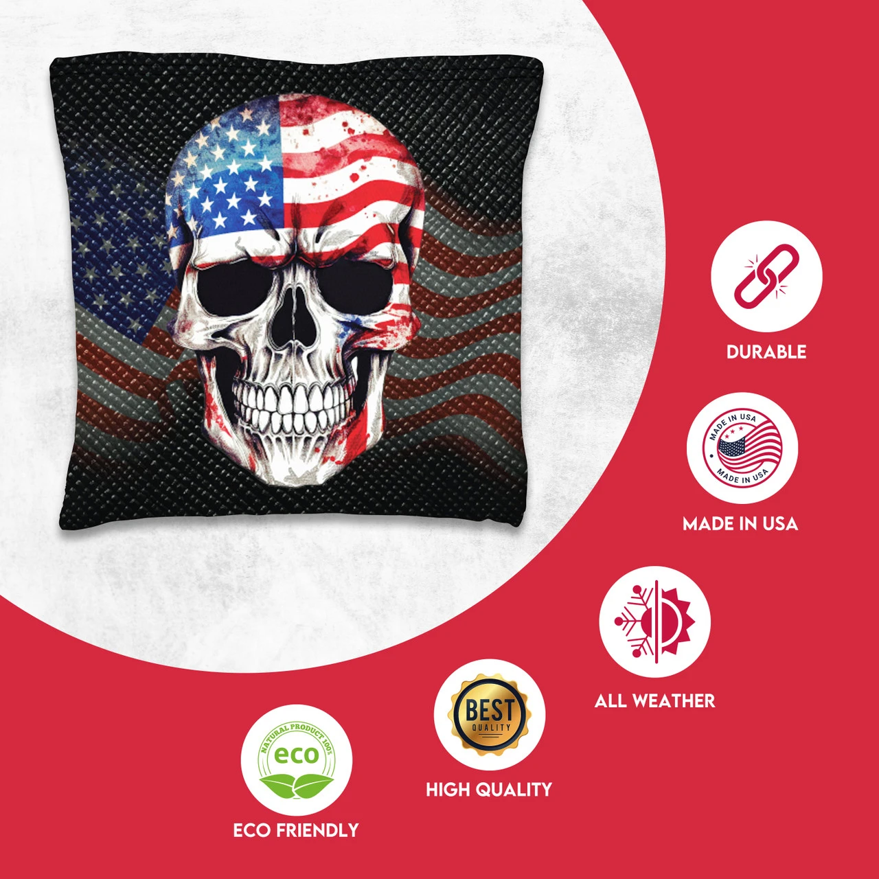 Flag Skull Tournament Cornhole Bags - Set Of 8 - Image 2