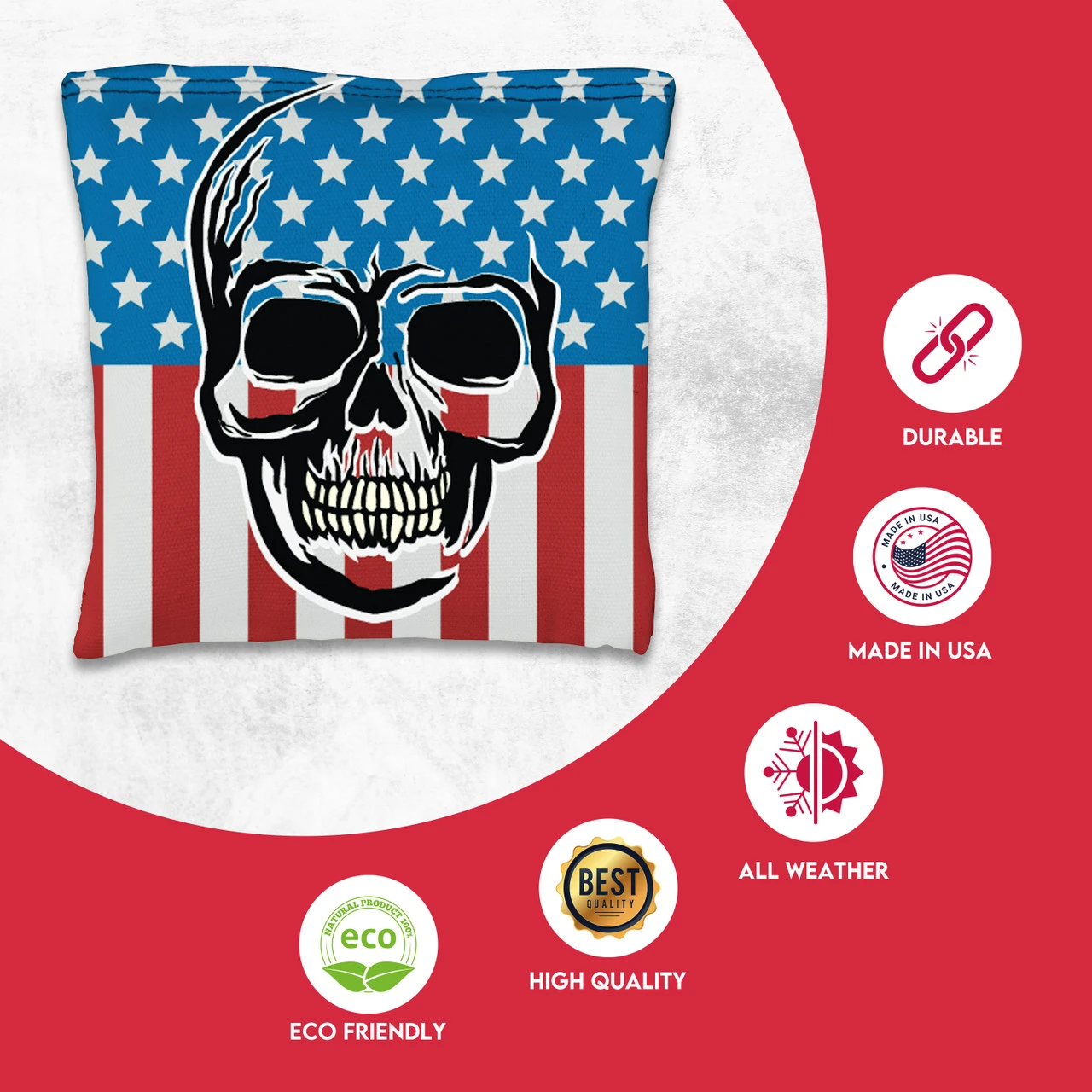 Skull Over Flag Tournament Cornhole Bags - Set Of 8 - Image 2