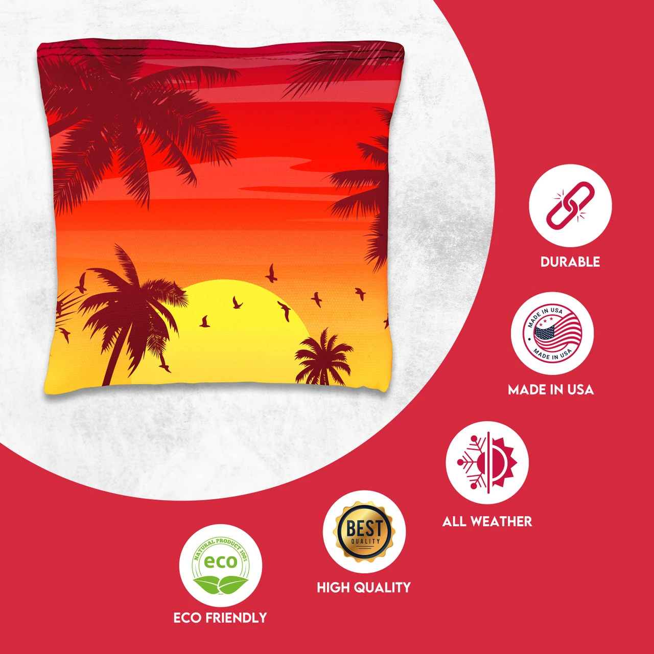 Red Blue Palm Sky Tournament Cornhole Bags - Set Of 8 - Image 2