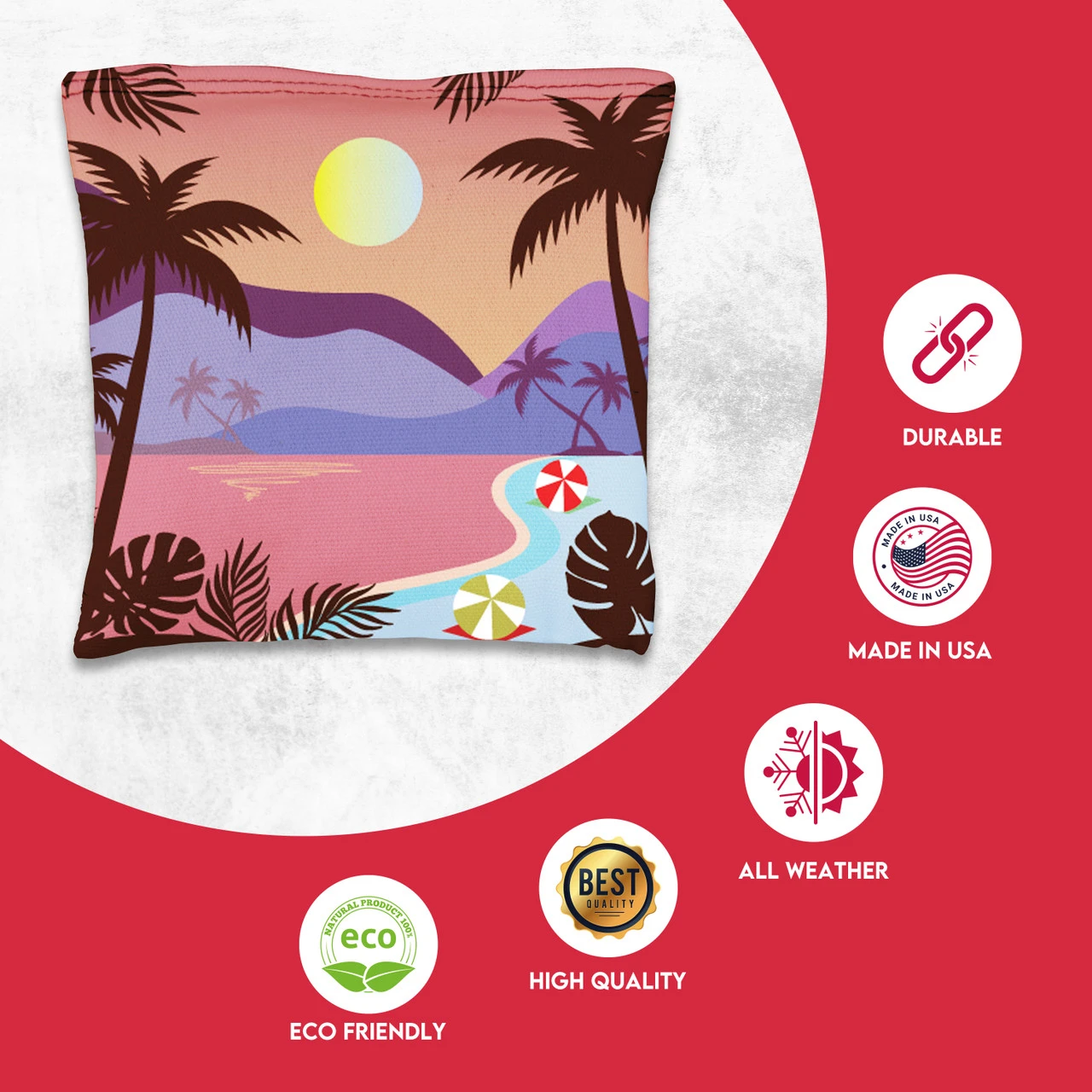 Green Purple Beach Tournament Cornhole Bags - Set Of 8 - Image 2