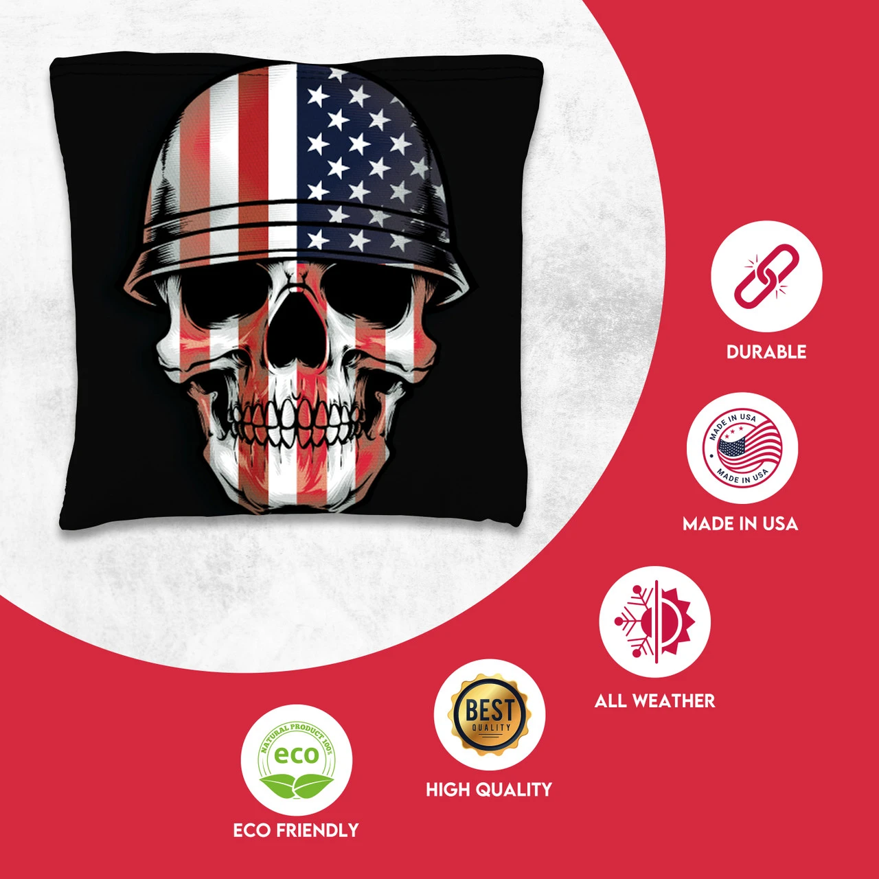 Soldier Flag Skull Tournament Cornhole Bags - Set Of 8 - Image 2