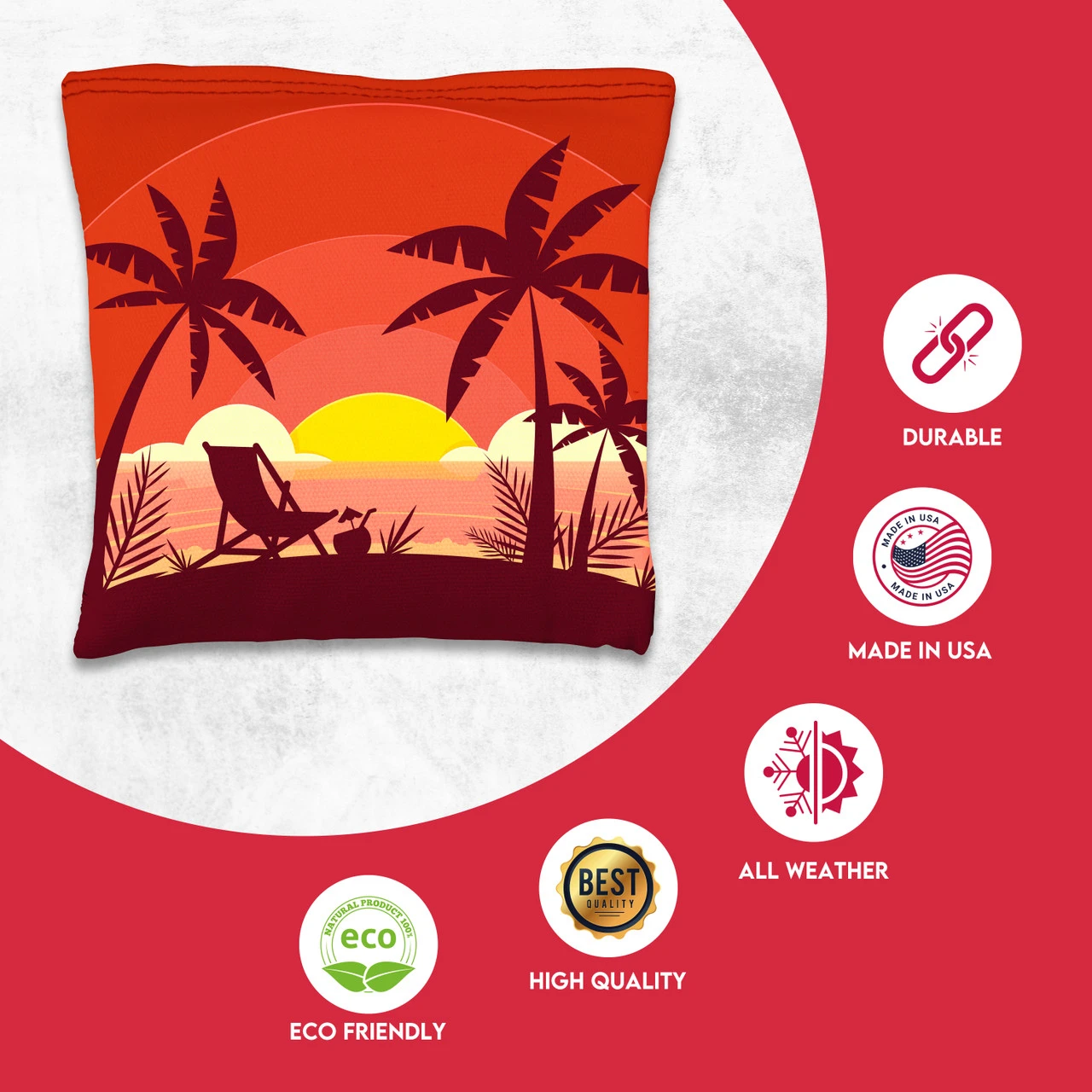 Red Blue Beach Chair Tournament Cornhole Bags - Set Of 8 - Image 2