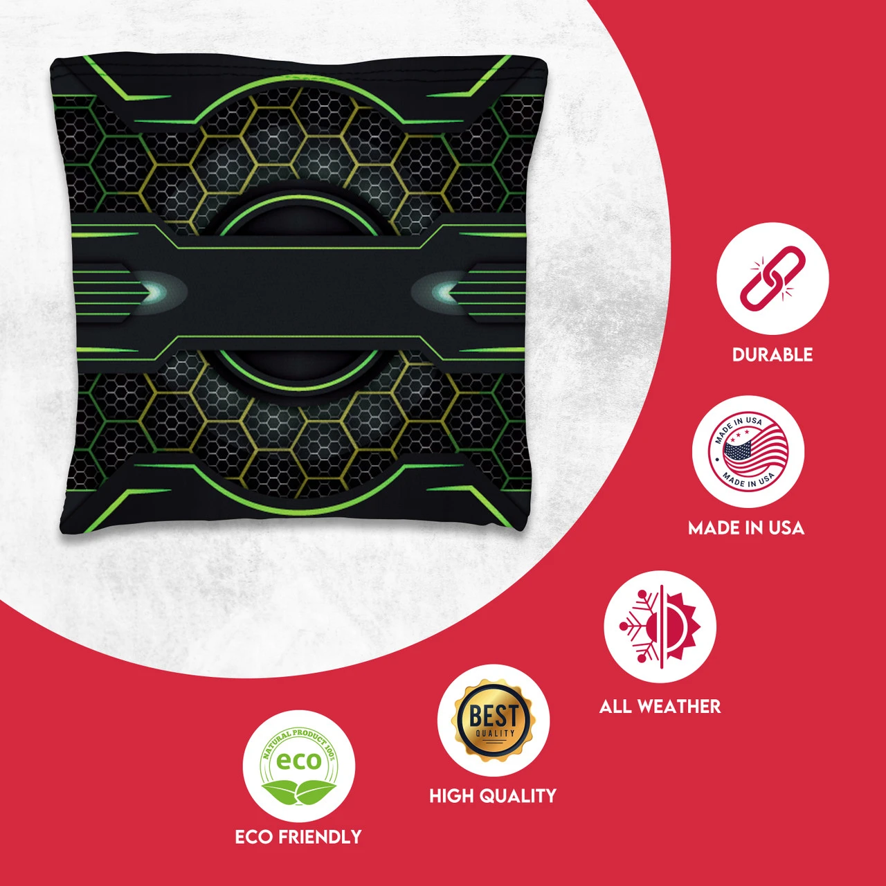 Blue Green Tech Tournament Cornhole Bags - Set Of 8 - Image 2