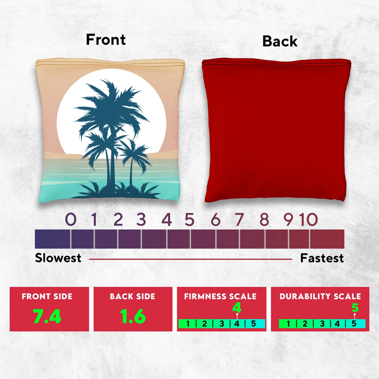 Palm Trees Sun Behind Tournament Cornhole Bags - Set Of 8 - Image 4