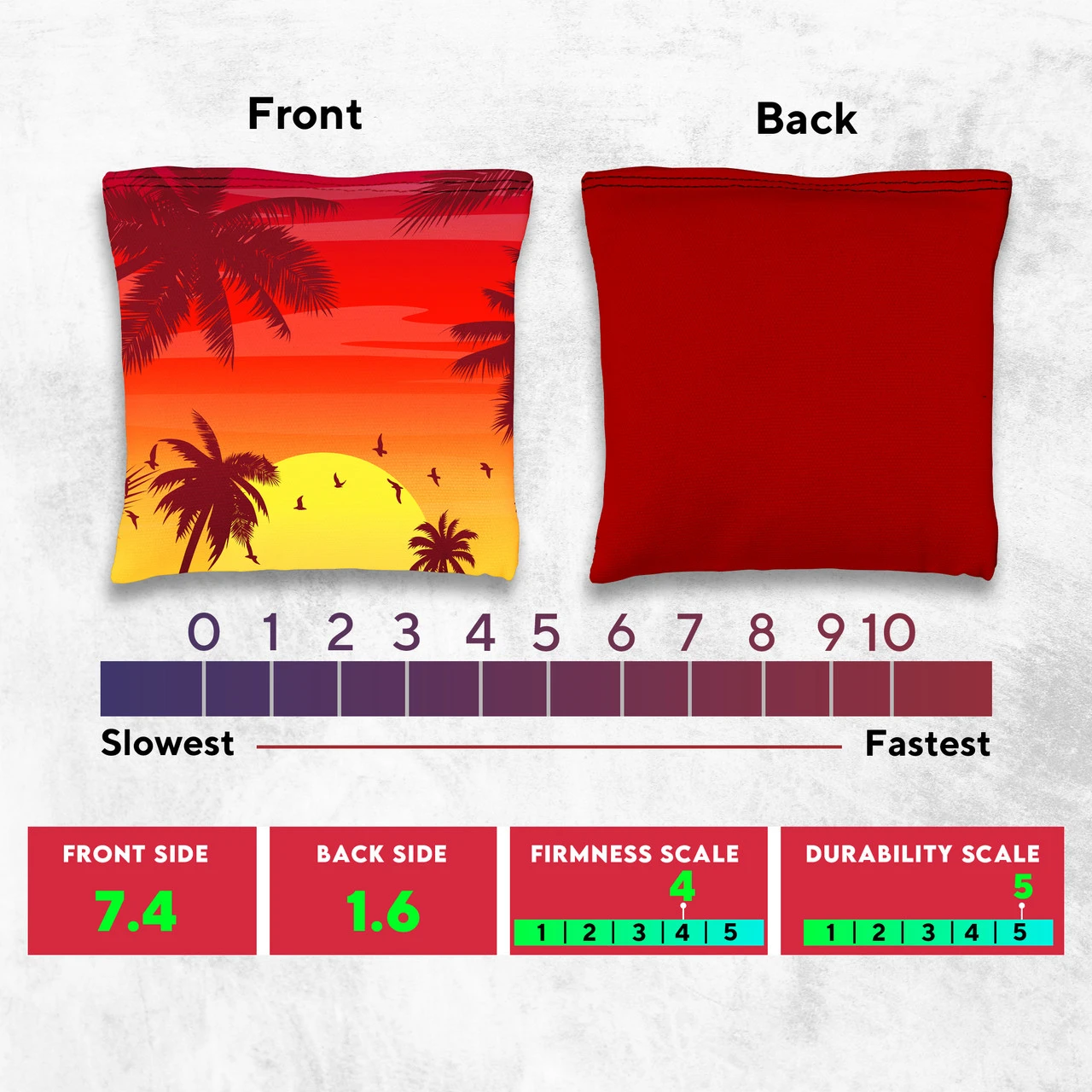 Red Blue Palm Sky Tournament Cornhole Bags - Set Of 8 - Image 4