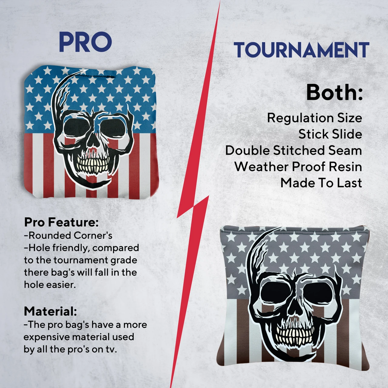 Skull Over Flag Professional Cornhole Bags - Set Of 8 - Image 6