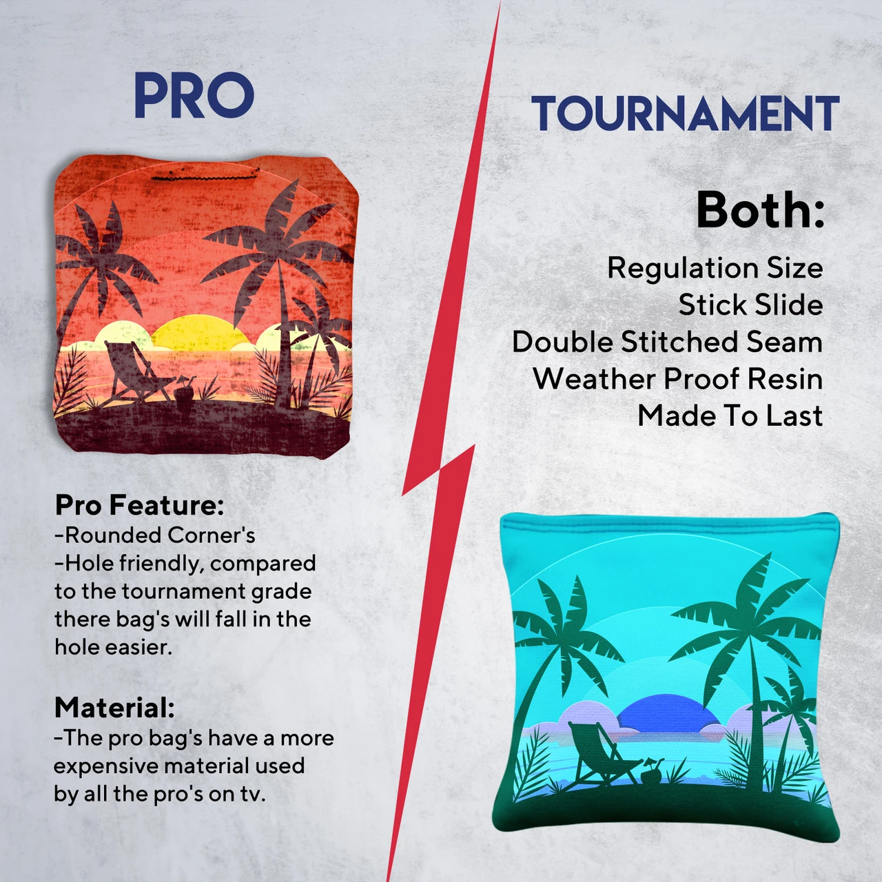 Red Blue Beach Chair Tournament Cornhole Bags - Set Of 8 - Image 6