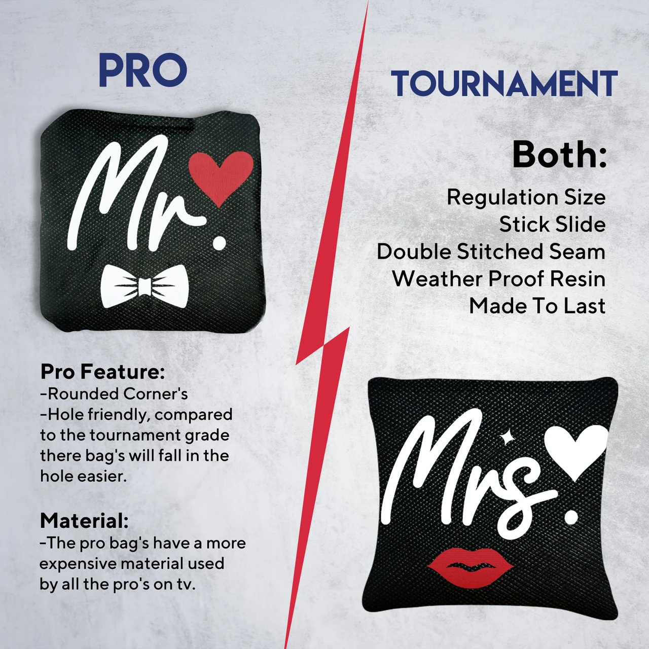 Mr. And Mrs. Professional Cornhole Bags - Set Of 8 - Image 6