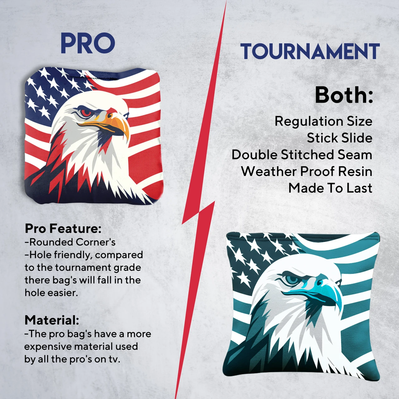 Red Blue Eagle Professional Cornhole Bags - Set Of 8 - Image 6