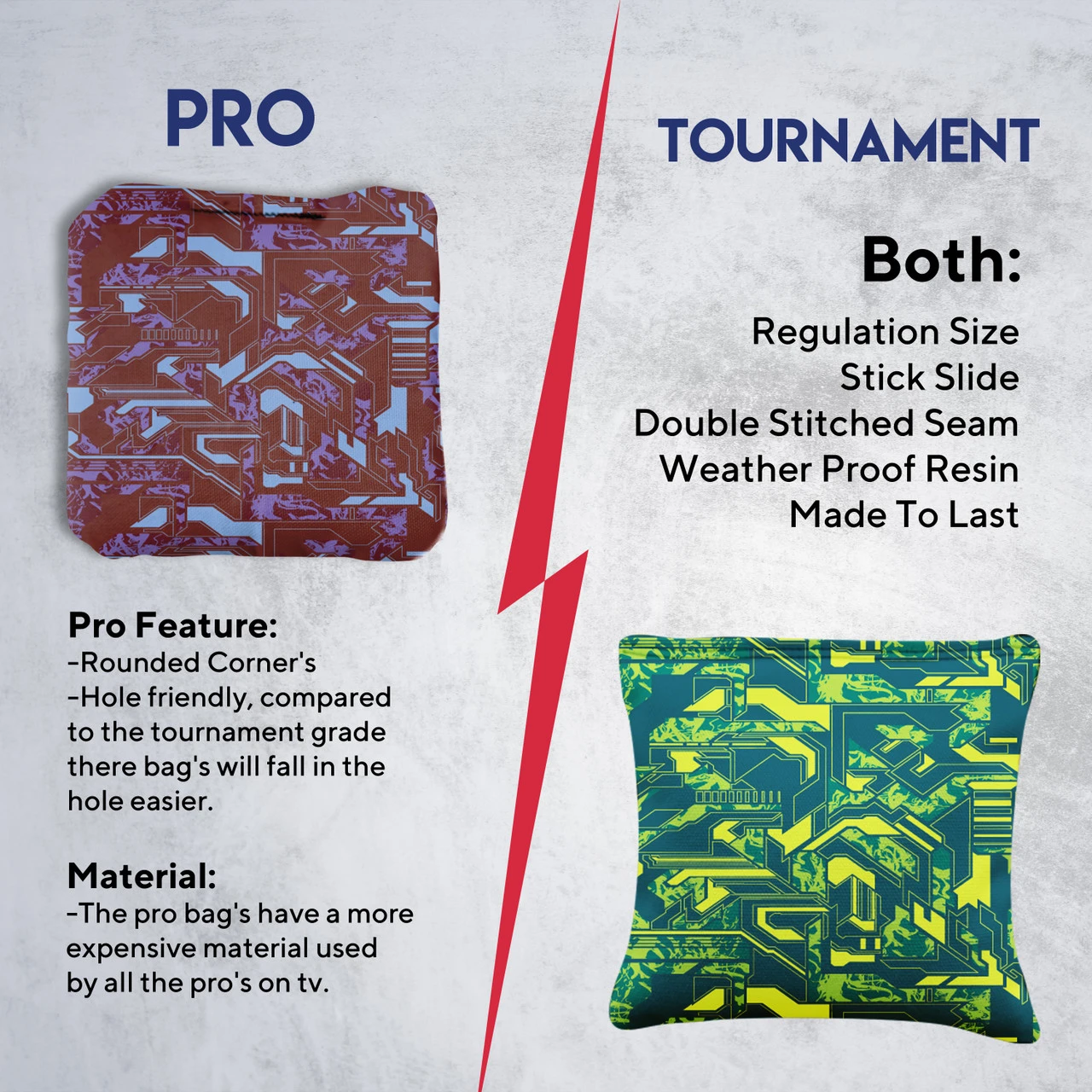 Green Purple Tech Fusion Professional Cornhole Bags - Set Of 8 - Image 6