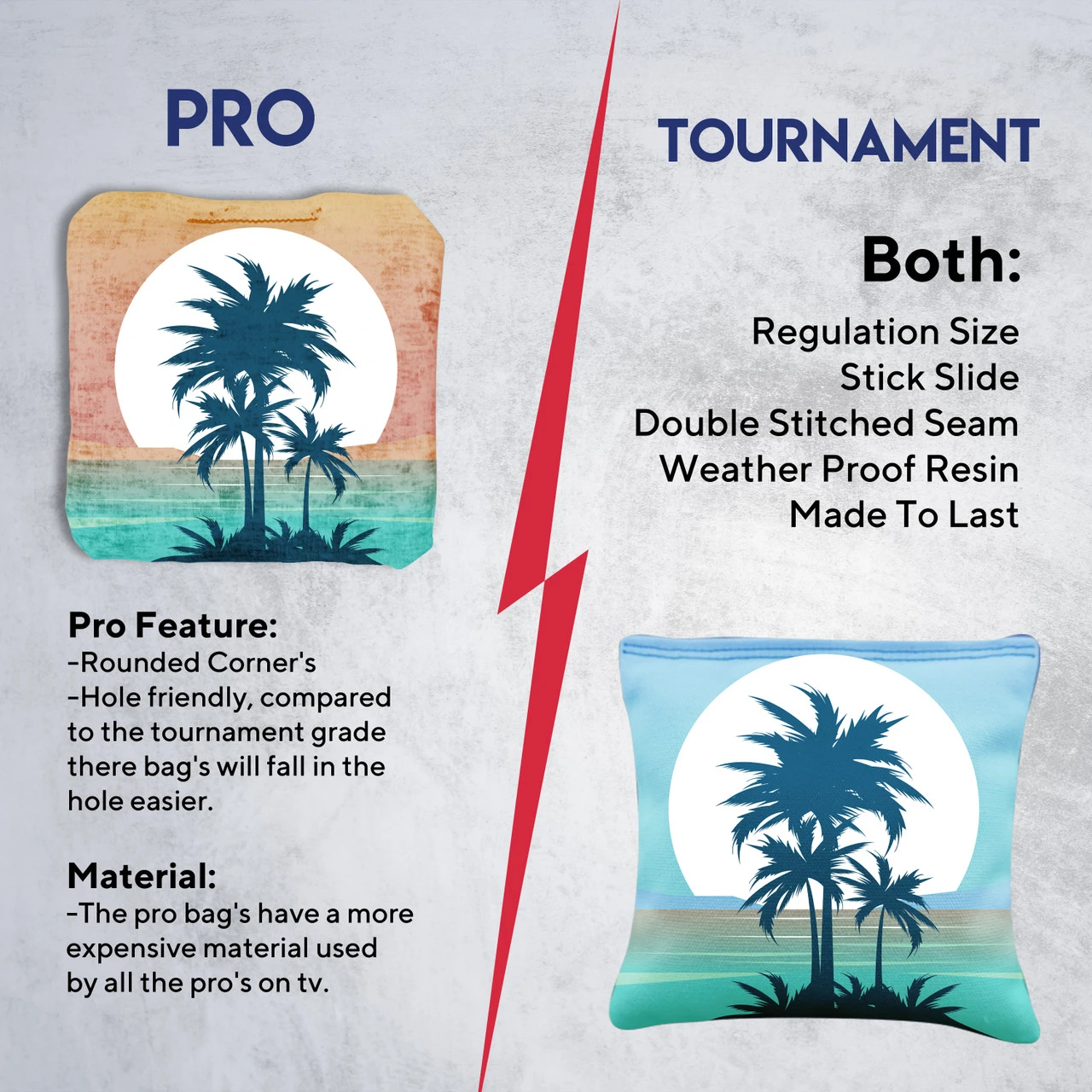 Palm Trees Sun Behind Tournament Cornhole Bags - Set Of 8 - Image 6