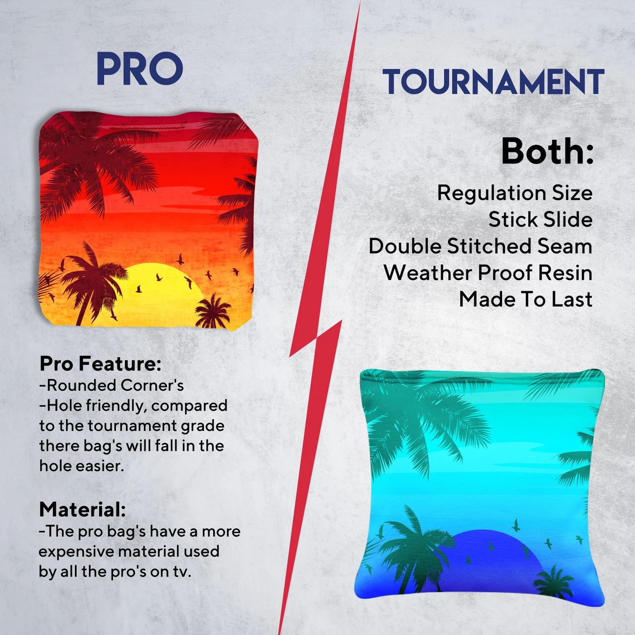 Red Blue Palm Sky Tournament Cornhole Bags - Set Of 8 - Image 6