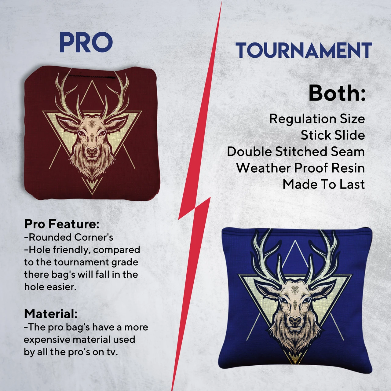 Red Blue Deer Professional Cornhole Bags - Set Of 8 - Image 6