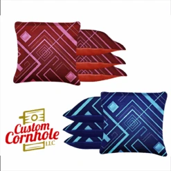 Blue Pink Lines Tournament Cornhole Bags - Set Of 8