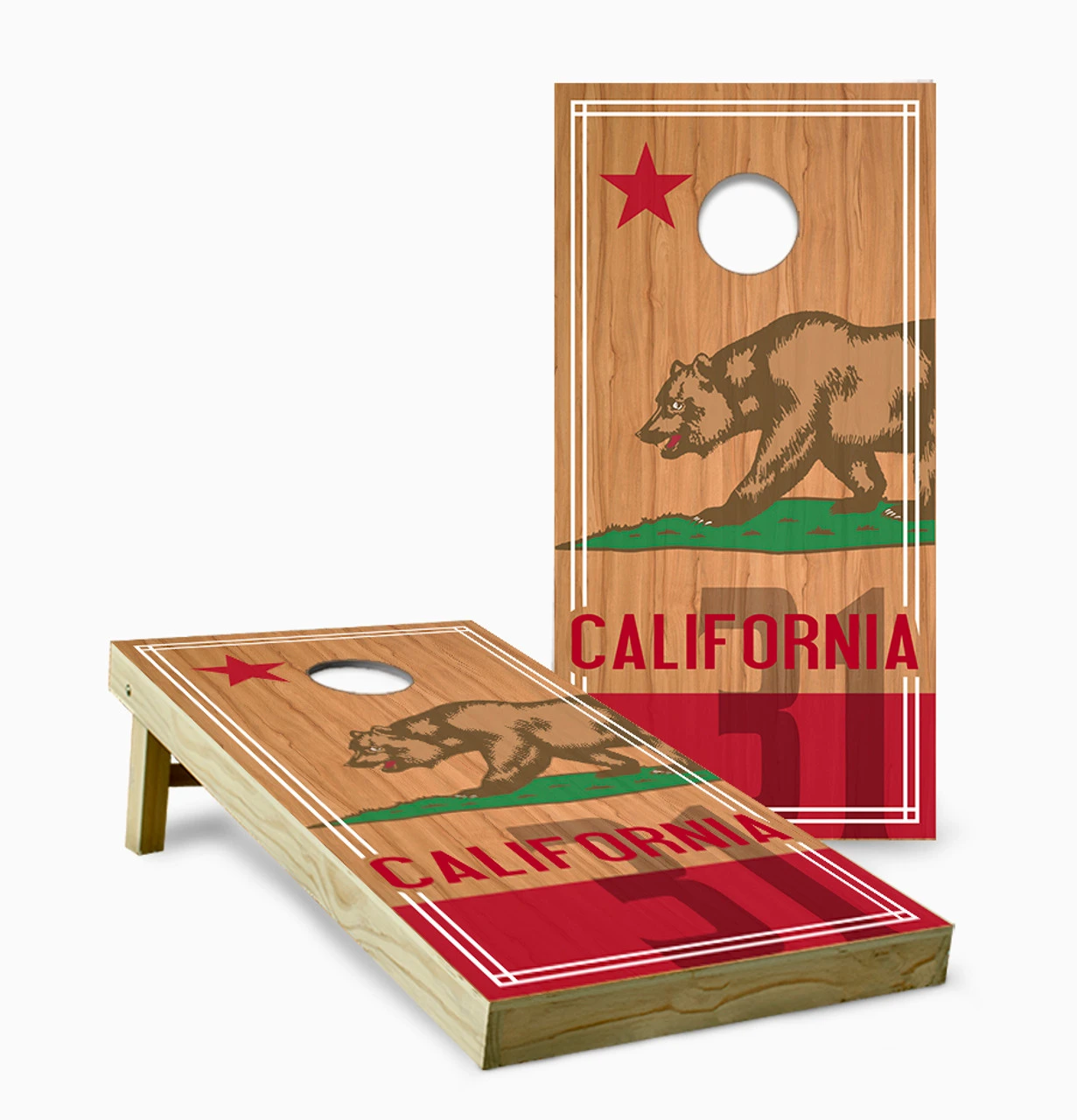 Stained California Flag Cornhole Set With Bags