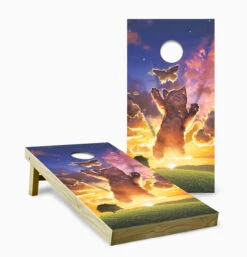 Cloud Kitten Sunset Cornhole Set With Bags