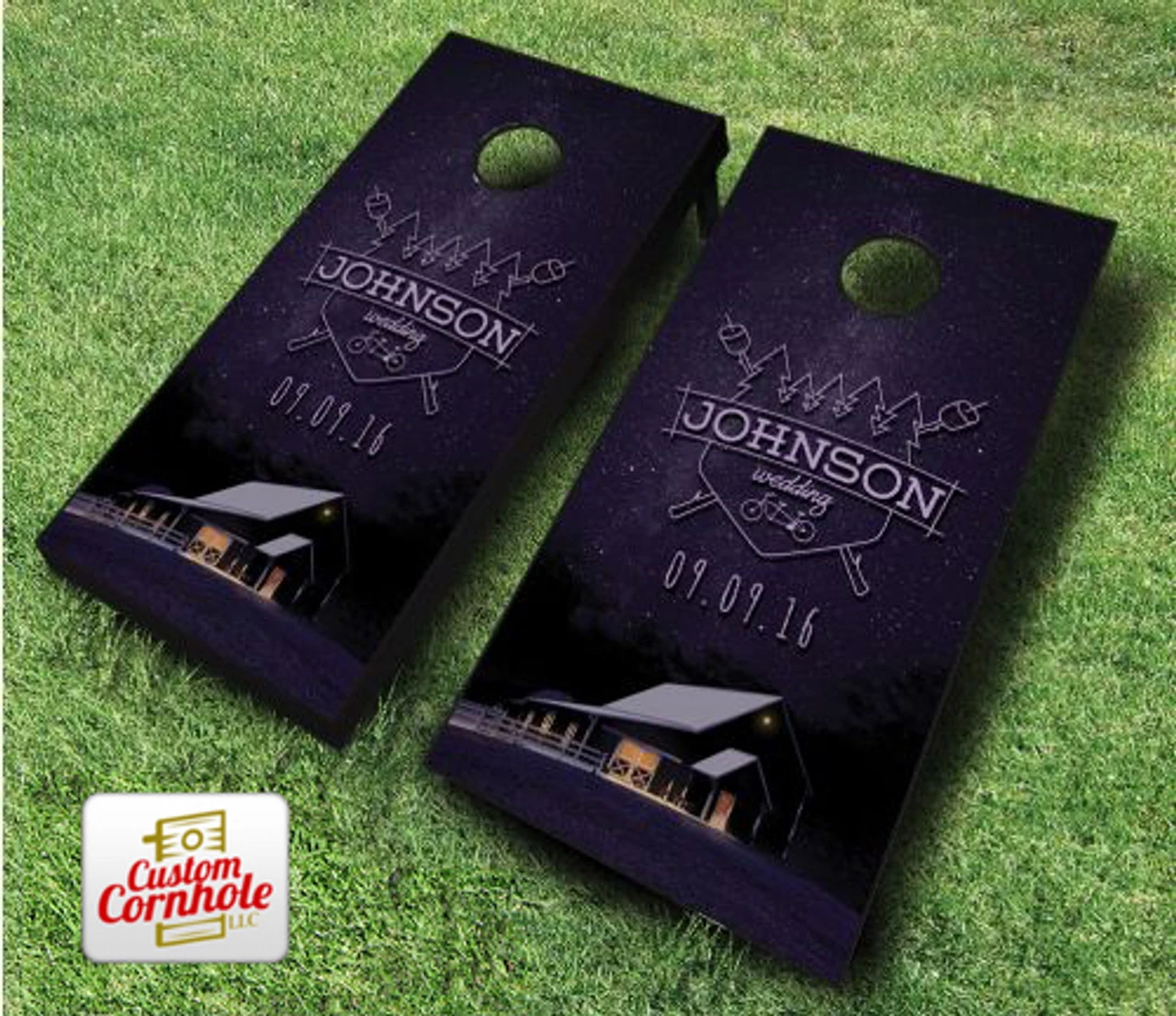 Country Rustic Campfire Wedding Cornhole Set With Bags - Image 3