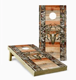 Deer With Wood Cornhole Set With Bags