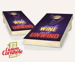 Drink Wine And Unwind Cornhole Set With Bags