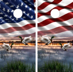 Duck Lake American Flag Cornhole Wraps - Set Of 2