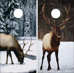 Elk In Snow Cornhole Wraps - Set Of 2