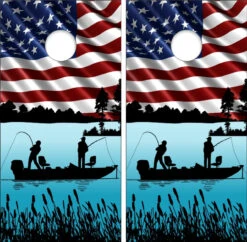 Fishing On Boat Cornhole Wraps - Set Of 2