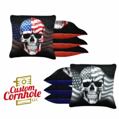 Flag Skull Tournament Cornhole Bags - Set Of 8