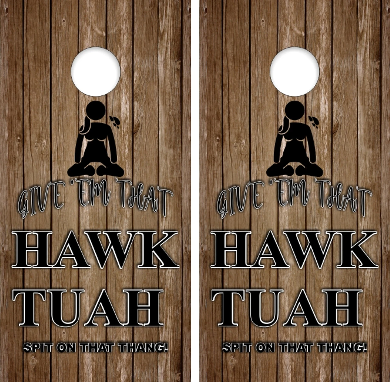 Hawk Tuah Version 5 Cornhole Wraps - Set Of 2