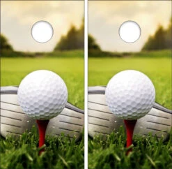 Golf Ball On Tee Cornhole Wraps - Set Of 2