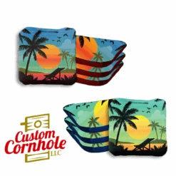 Green Blue Beach Professional Cornhole Bags - Set Of 8