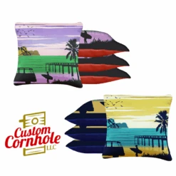 Green Blue Surfer Beach Tournament Cornhole Bags - Set Of 8
