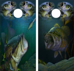 Largemouth Bass Collage Cornhole Wraps - Set Of 2
