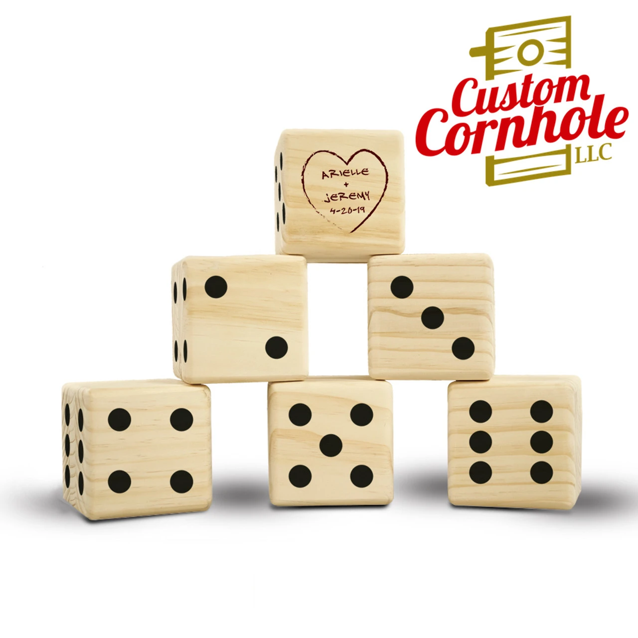 Tree Carved Heart Wedding Lawn Dice Game - Image 2