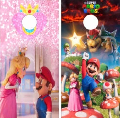 Mario Bros And Princess Peach Cornhole Wraps - Set Of 2