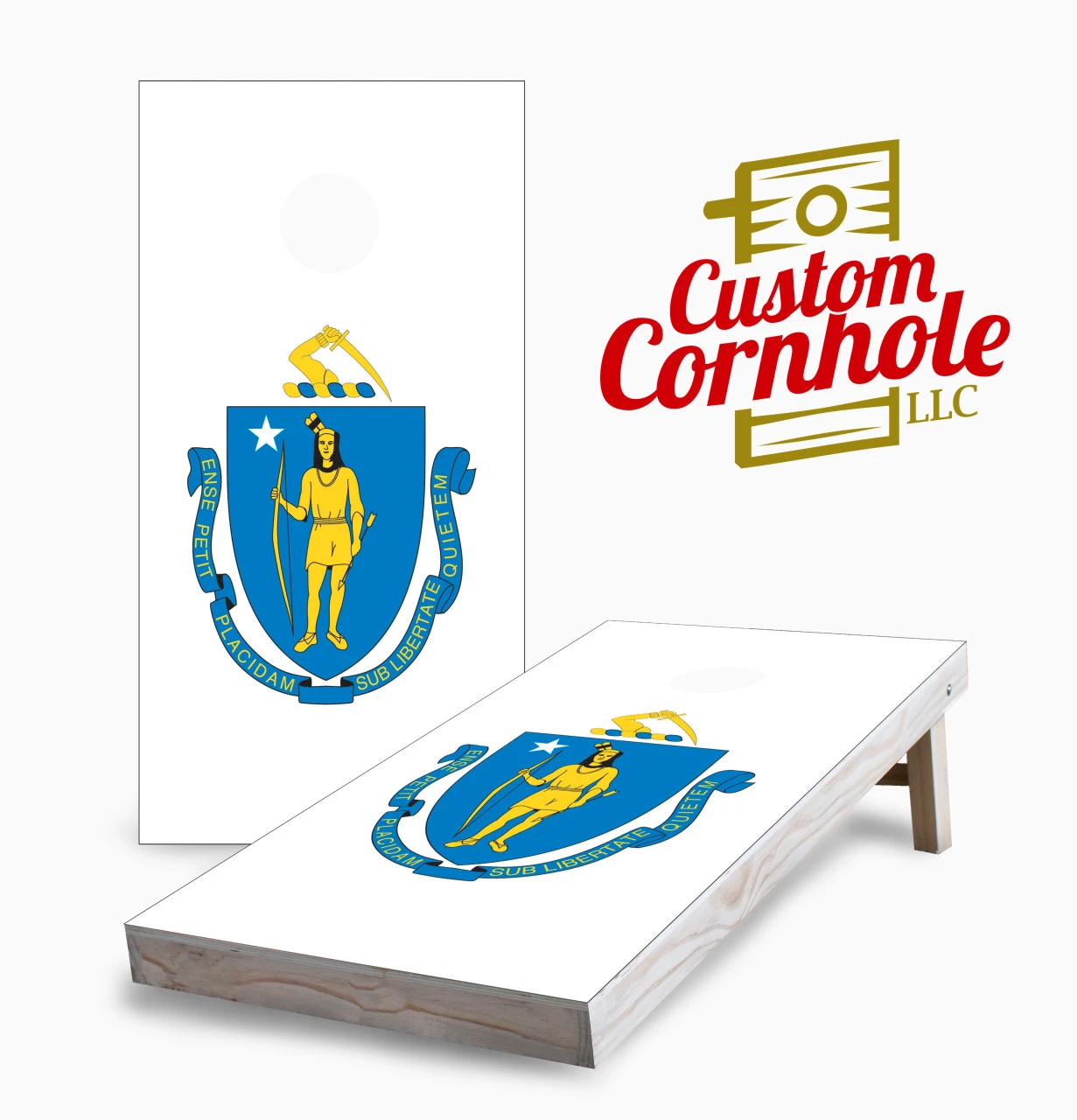 Massachusetts Flag Cornhole Set With Bags