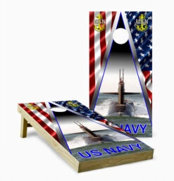 Navy Submarine Cornhole Set With Bags