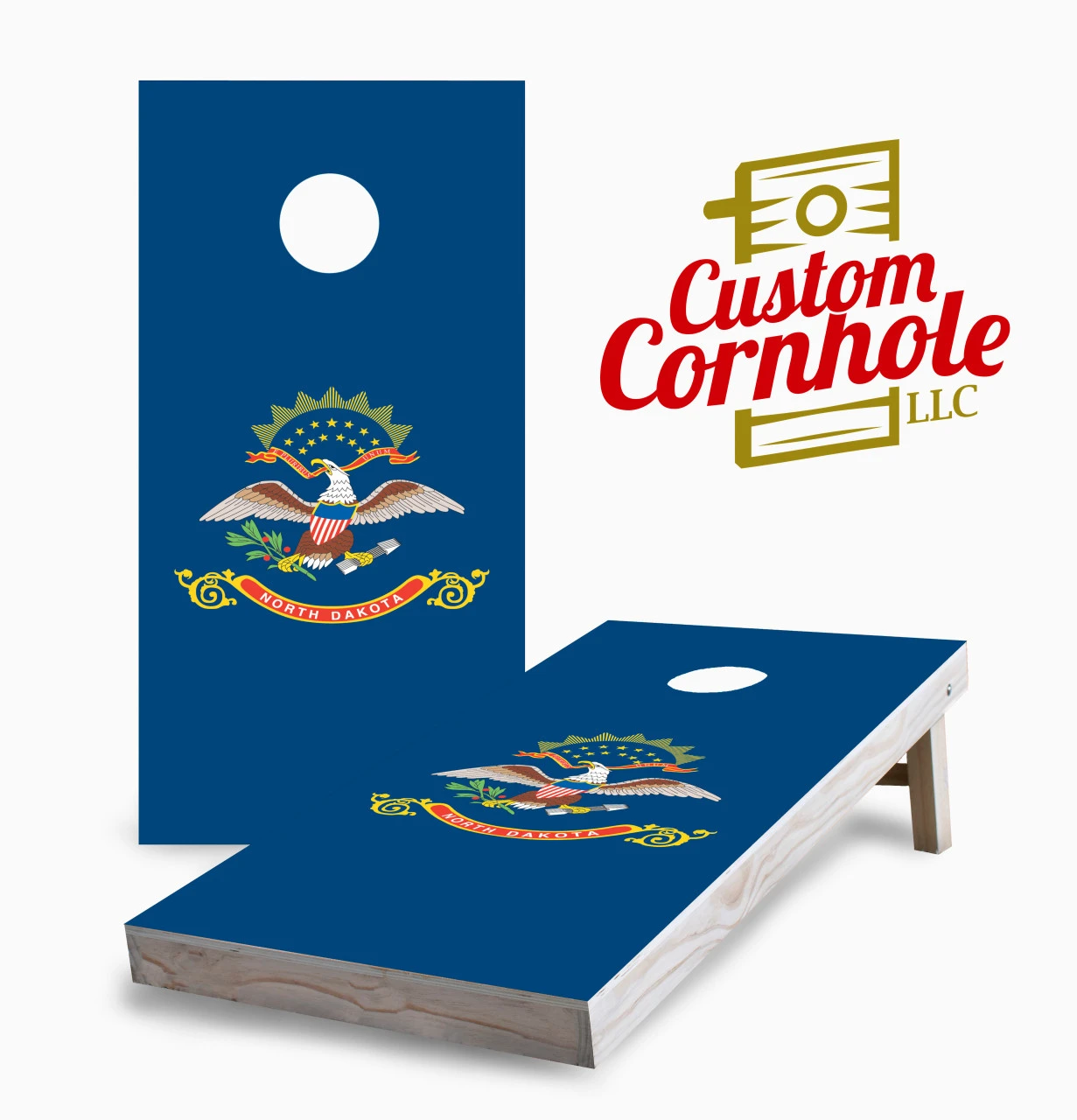 North Dakota Flag Cornhole Set With Bags