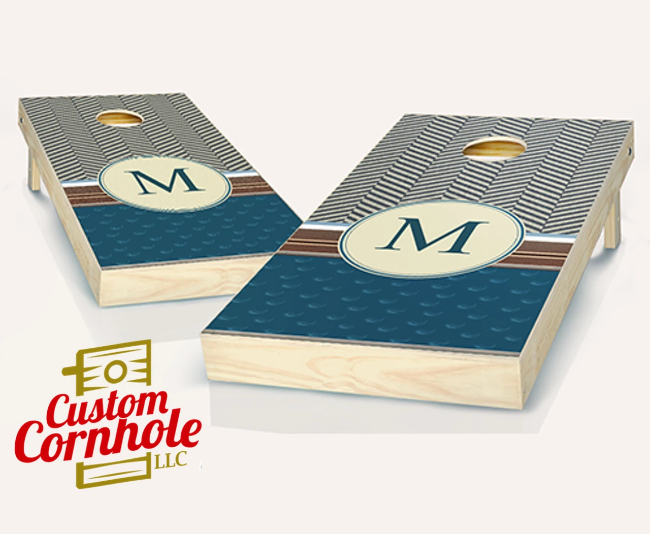 Paisley Stroll Monogram Cornhole Set With Bags