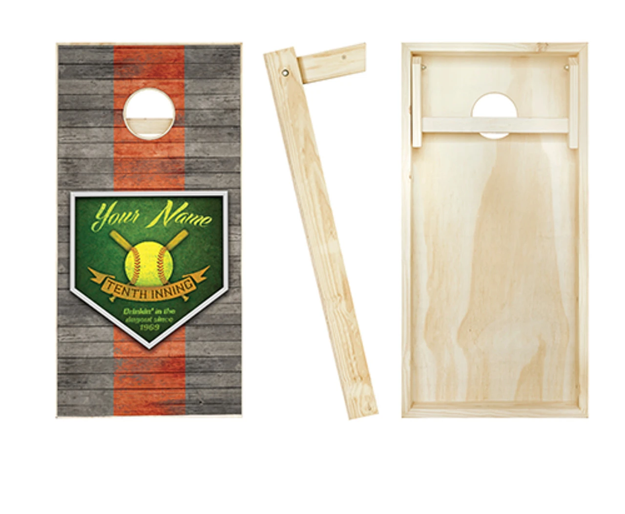 Personalized 10th Inning Baseball Cornhole Set With Bags - Image 2