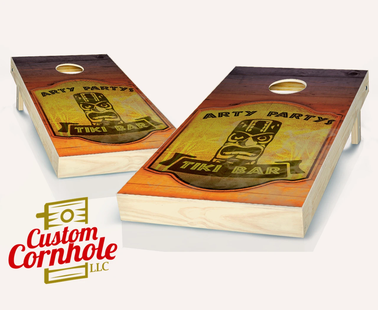 Personalized Tiki Cornhole Set With Bags