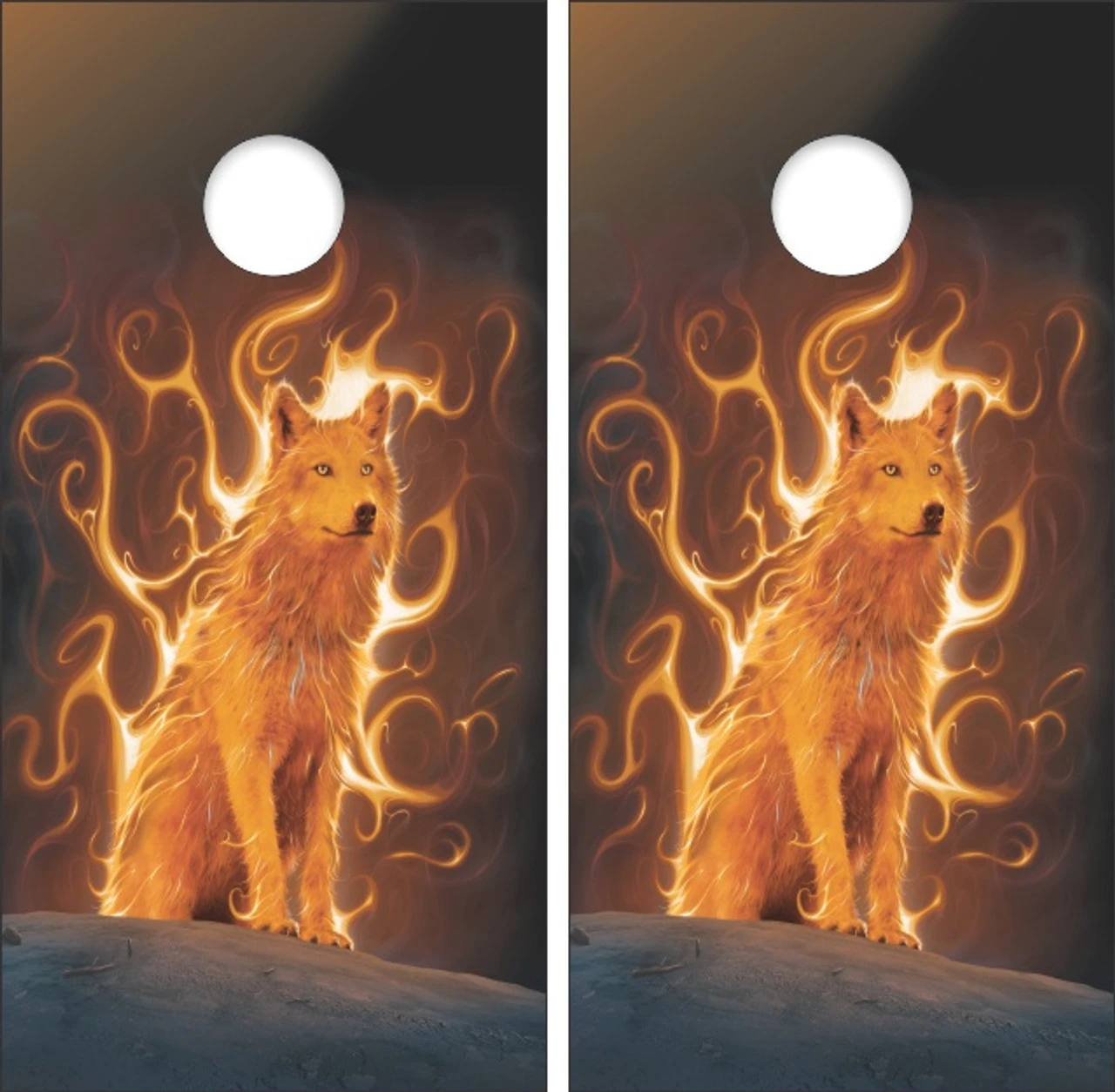 Phoenix Wolf Cornhole Wraps - Set Of 2